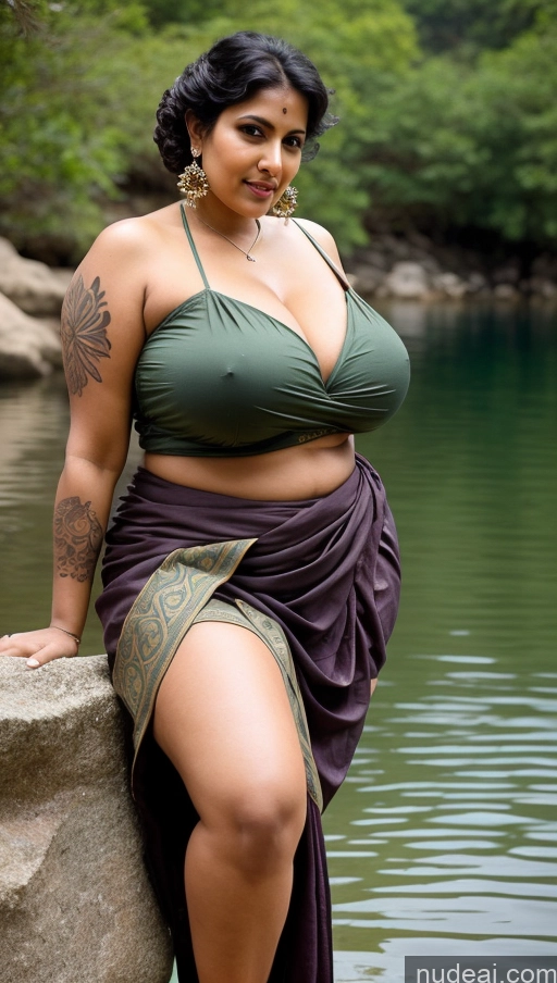 ai nude image of arafed woman in a green bikini posing by a body of water pics of Milf Busty Huge Boobs Beautiful Tattoos Big Ass Thick Tall Seductive Indian Close-up View Jumping Sexy Face Blouse Sari Pixie Lake Big Hips Dark Skin 50s