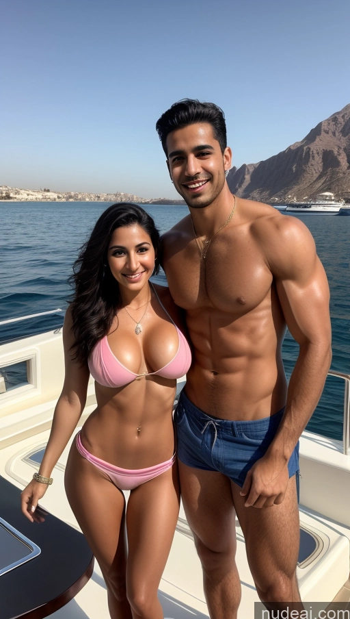 related ai porn images free for Woman + Man Beautiful Perfect Boobs Muscular Small Ass Abs Tanned Skin 20s Happy Yacht Front View Short Shorts Topless Busty Arabic