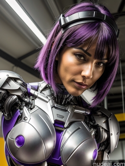 related ai porn images free for Woman Bodybuilder Cyborg Busty Muscular Abs Black Hair Purple Hair Bobcut SSS: A-Mecha Musume A素体机娘 Neon Lights Clothes: Purple Portuguese Close-up View