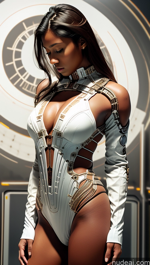 ai nude image of araffe woman in a white bodysuit posing in front of a wall pics of Perfect Boobs Tanned Skin Dark Skin Serious Blonde Greek Straddling Space Suit Suspender Belt Afingering Futuristicbot V2 Phoenixdress Huge Tits, Hard Nipples