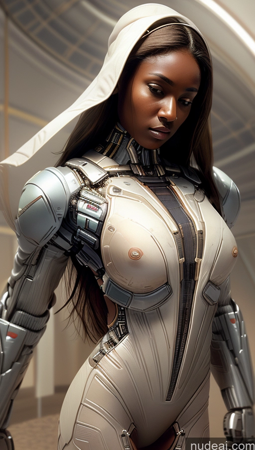 ai nude image of araffe woman in a futuristic suit with a hood on pics of Perfect Boobs Tanned Skin Dark Skin Serious Blonde Greek Space Suit Suspender Belt Afingering Futuristicbot V2 Phoenixdress Huge Tits, Hard Nipples Partially Nude