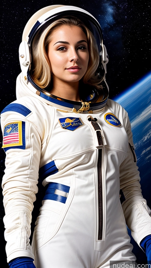 ai nude image of arafed woman in a space suit standing in front of a planet pics of 18 Egyptian Blonde Slicked Space Suit Busty