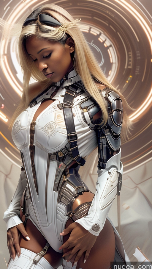 ai nude image of there is a woman in a futuristic suit posing for a picture pics of Perfect Boobs Tanned Skin Dark Skin Blonde Greek Straddling Space Suit Suspender Belt Afingering Futuristicbot V2 Phoenixdress Huge Tits, Hard Nipples