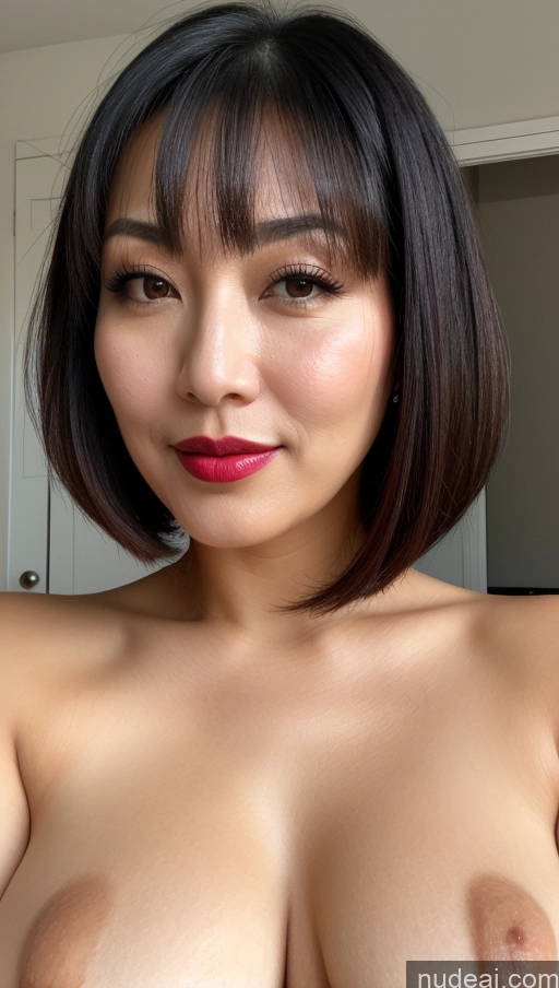 related ai porn images free for Woman One Beautiful Lipstick Black Hair Close-up View 40s Thick Busty Japanese Bobcut