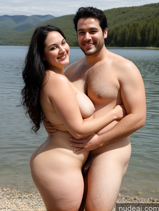 related ai porn images free for Thick Chubby Fat 40s Happy Seductive Black Hair Long Hair White Front View T-pose Pubic Hair Woman + Man Two Busty Lake