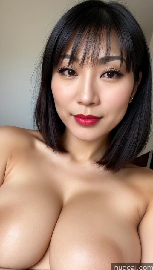 related ai porn images free for Woman One Japanese Beautiful Lipstick Bobcut Black Hair Close-up View Huge Boobs 30s Detailed Simple