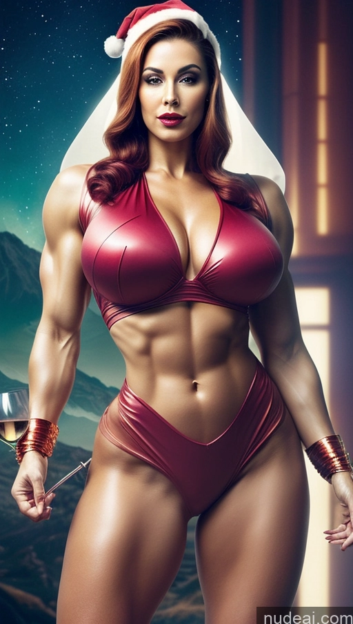 related ai porn images free for Bodybuilder Muscular Abs Surrealist Powering Up Huge Boobs Dynamic View Santa Futuristic Lipstick Wine Ginger