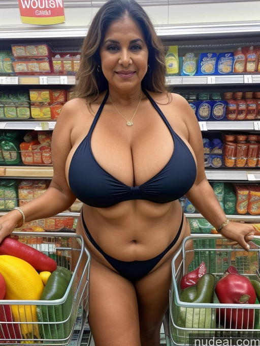 related ai porn images free for Milf One Busty Huge Boobs Tanned Skin Thick 80s Front View Microkini Thong Indian Grocery