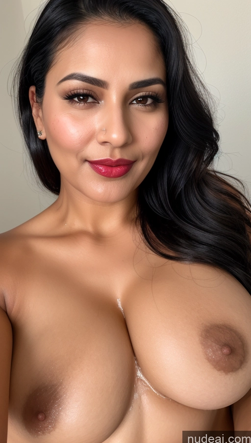 related ai porn images free for Woman One Beautiful Lipstick Black Hair Slicked Busty Perfect Boobs 40s Indian Thick Close-up View Cumshot