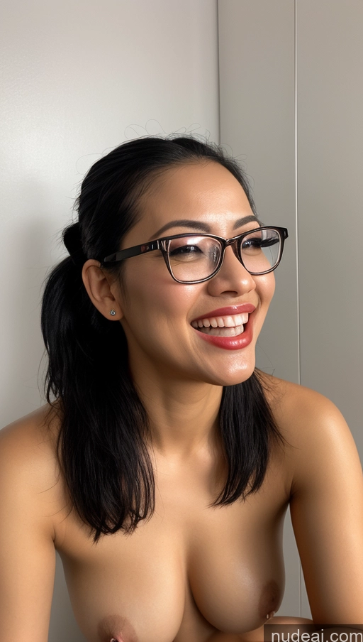 related ai porn images free for Detailed Bright Lighting Nude Front View Changing Room Film Photo Indonesian Ponytail Black Hair Laughing 30s Small Tits Lipstick Glasses One Woman Cumshot