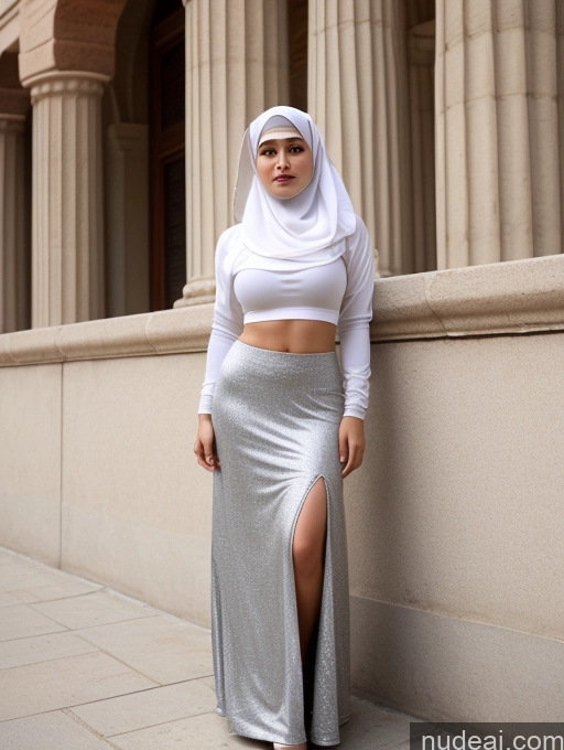 ai nude image of arafed woman in a white top and silver skirt leaning against a wall pics of Sorority One Perfect Boobs Beautiful Lipstick Thick Short Perfect Body Fairer Skin 20s Indonesian Skin Detail (beta) Bra Long Skirt Dress Niqab Spandex Traditional