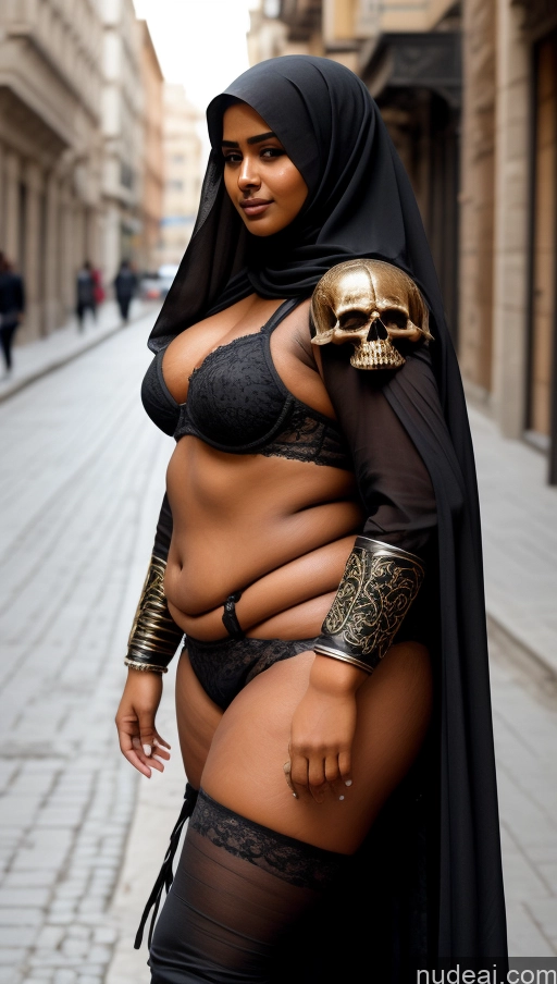 ai nude image of araffe woman in a black robe and a skull mask pics of Small Tits Big Hips Dark Skin Oiled Body 18 Indian Skin Detail (beta) Street Niqab Detailed Khorne Big Ass Busty Thick Chubby Fat