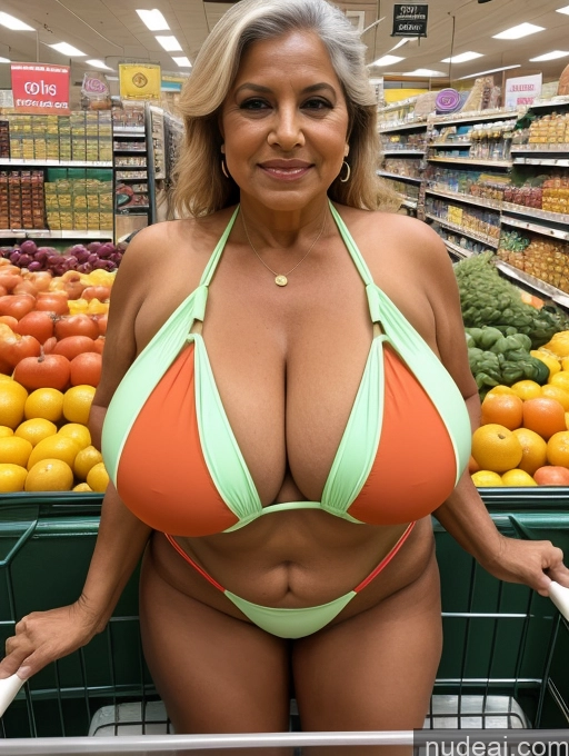 related ai porn images free for Milf One Busty Huge Boobs Tanned Skin Thick Indian Front View Microkini Thong Grocery 80s