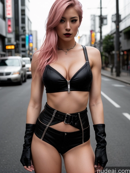 related ai porn images free for One Busty Small Tits Muscular Skinny Abs Fairer Skin Pink Hair Japanese Cyberpunk Street Short Shorts Goth Dark Lighting 18 Topless