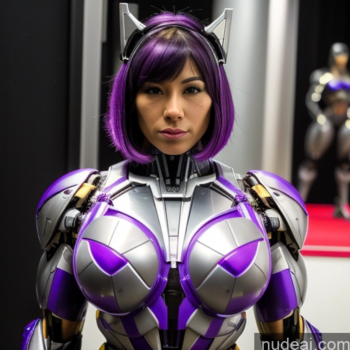 related ai porn images free for Woman Bodybuilder Cyborg Busty Muscular Abs Black Hair Purple Hair Bobcut Asian Latina Front View SSS: A-Mecha Musume A素体机娘 Neon Lights Clothes: Purple