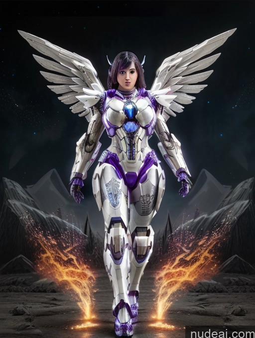 related ai porn images free for Woman Bodybuilder Cyborg Busty Abs Black Hair Purple Hair Bobcut Asian Latina Front View Angel Mech Suit Sci-fi Armor Space Suit Science Fiction Style SuperMecha: A-Mecha Musume A素体机娘 Neon Lights Clothes: Purple Has Wings Battlefield