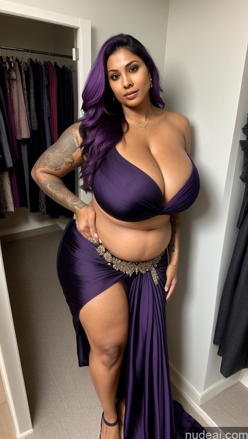 related ai porn images free for Milf One Busty Huge Boobs Beautiful Tattoos Big Ass Thick Big Hips Tall Perfect Body Long Hair Dark Skin 50s Seductive Purple Hair Indian Changing Room Front View T-pose Sari Dark Lighting Detailed Sexy Face