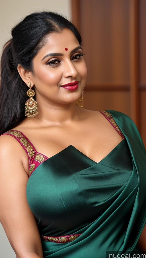 related ai porn images free for Woman One Perfect Boobs Beautiful Lipstick Thick 40s Black Hair Ponytail Indian Close-up View Busty Blouse Sari Cleavage