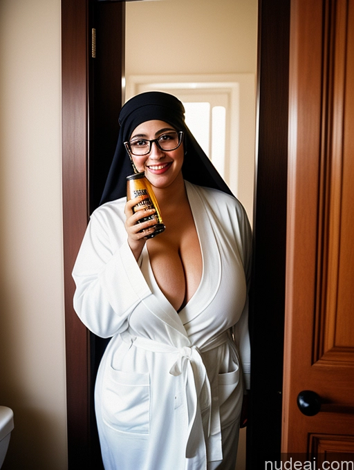 related ai porn images free for Woman Busty Huge Boobs Beautiful Glasses Big Ass Fat Big Hips 30s Happy Arabic Film Photo Bathroom Front View Niqab Beer Bathrobe