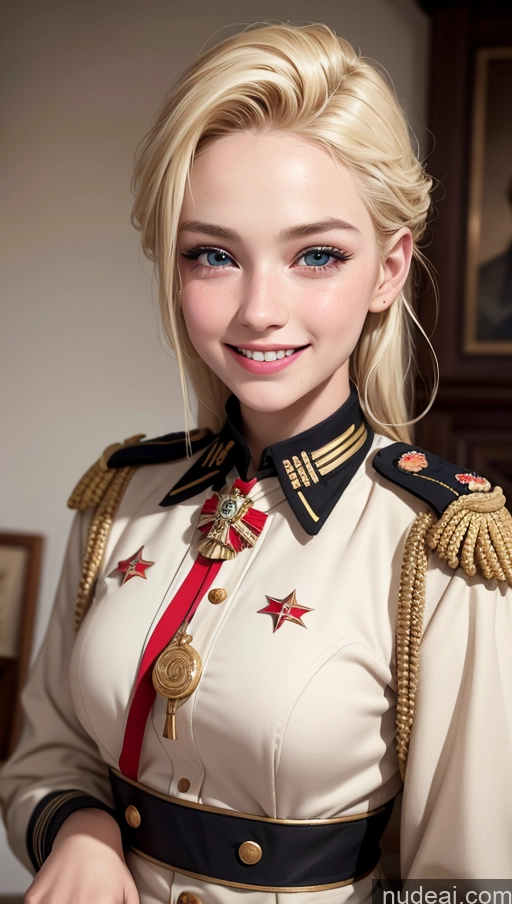 ai nude image of blond woman in uniform posing for a picture in front of a painting pics of 18 Happy Blonde Slicked Egyptian Military