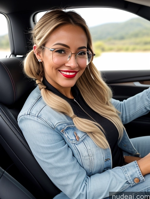 related ai porn images free for One Small Tits Lipstick Glasses Beautiful 30s Happy Blonde Pigtails Brazilian Mirror Selfie Car Front View Jacket Jeans Detailed