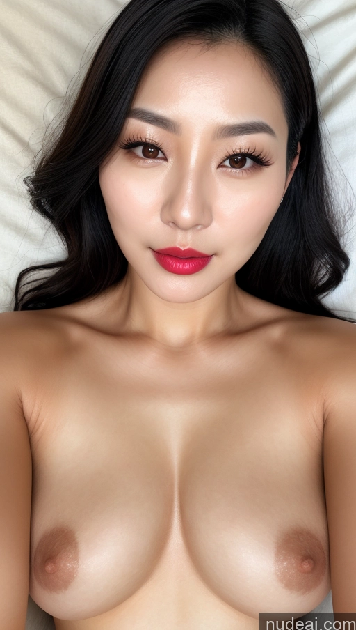 related ai porn images free for Woman One Beautiful Lipstick Black Hair Detailed Close-up View Korean 30s Slicked Perfect Boobs