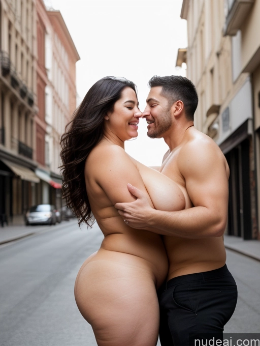 related ai porn images free for Happy Orgasm Seductive Sexy Face 40s Black Hair Busty Huge Boobs Thick Chubby Fat Pubic Hair Long Hair White Street Side View Woman + Man One Eating