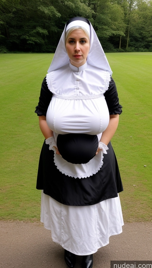 ai nude image of arafed woman in a nun costume standing in a field pics of Huge Boobs Big Ass Thick Beautiful Busty Perfect Boobs Big Hips Fairer Skin Perfect Body Dirndl Cleavage British White Hair Western Nun Victorian Shocked Sad Pregnant