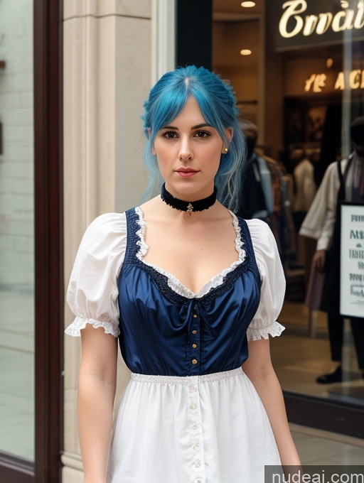 ai nude image of there is a woman with blue hair and a white dress pics of Athlete One Small Tits Beautiful Big Ass Fairer Skin 20s Seductive Blue Hair Latina Front View Film Photo Mall Serious Slicked Victorian 60s Blouse Casual Chemise Choker Roman