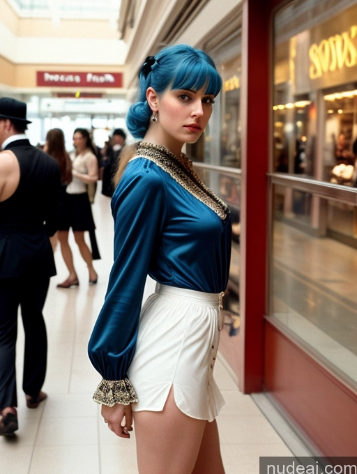 ai nude image of there is a woman with blue hair and a blue top standing in a mall pics of Athlete One Small Tits Beautiful Big Ass Fairer Skin 20s Seductive Blue Hair Latina Front View Film Photo Mall Serious Slicked Victorian 60s Blouse Casual Chemise Roman 90s