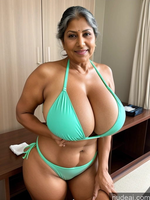 related ai porn images free for Milf One Busty Huge Boobs Tanned Skin Thick 60s Indian Front View Maid Microkini Thong