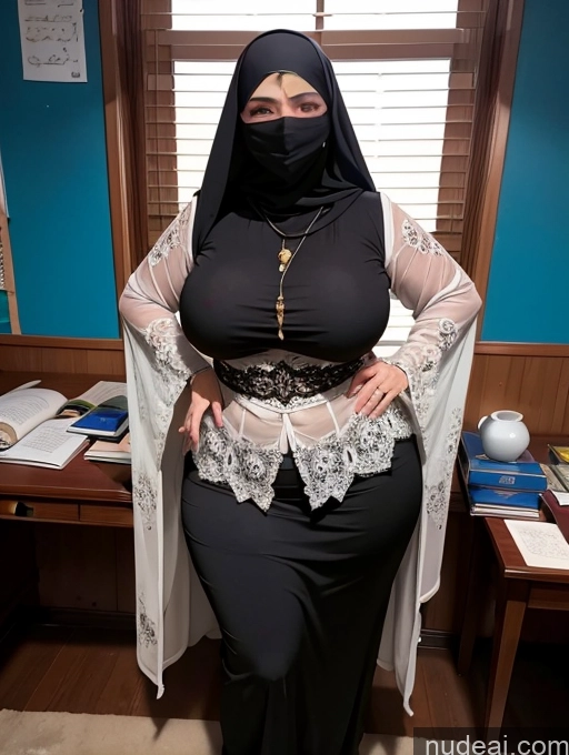 ai nude image of araffe woman in a black dress and a black veil pics of Teacher Arabic 80s Niqab Fat Big Ass Big Hips