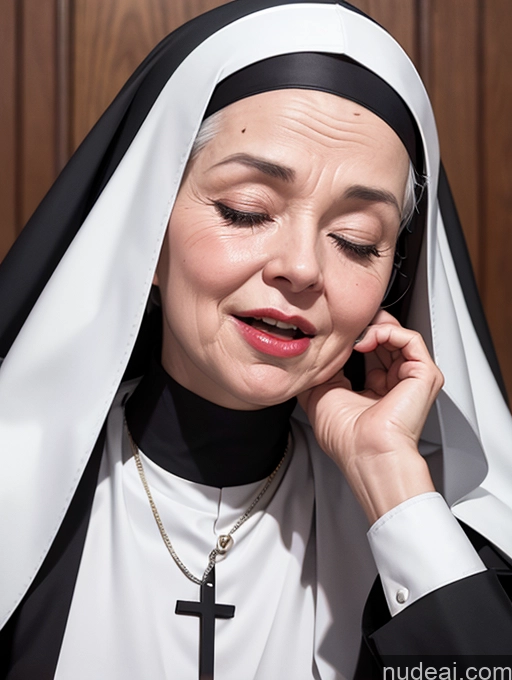 ai nude image of nun talking on cell phone with cross on neck and cross necklace pics of Office Nun Secretary 80s Cumshot Orgasm