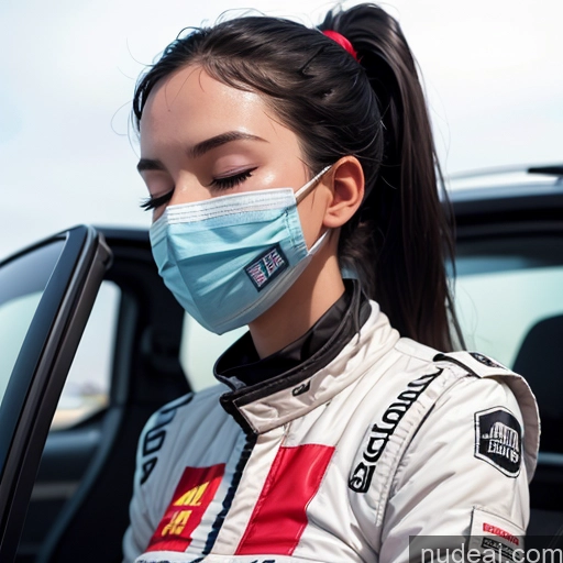 ai nude image of arafed woman in a racing uniform wearing a face mask pics of One Perfect Boobs Perfect Body 20s Skin Detail (beta) Small Tits Beautiful Ponytail Race Driver Black Hair Spanish Sports Face Mask Sexy Face Sleeping