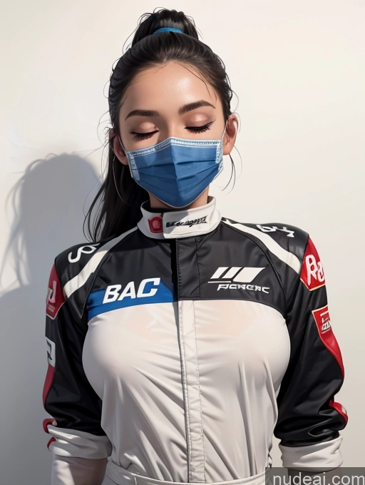 ai nude image of arafed woman wearing a face mask and a jacket pics of One Perfect Boobs Perfect Body 20s Skin Detail (beta) Small Tits Beautiful Ponytail Race Driver Black Hair Spanish Sports Face Mask Sexy Face Sleeping