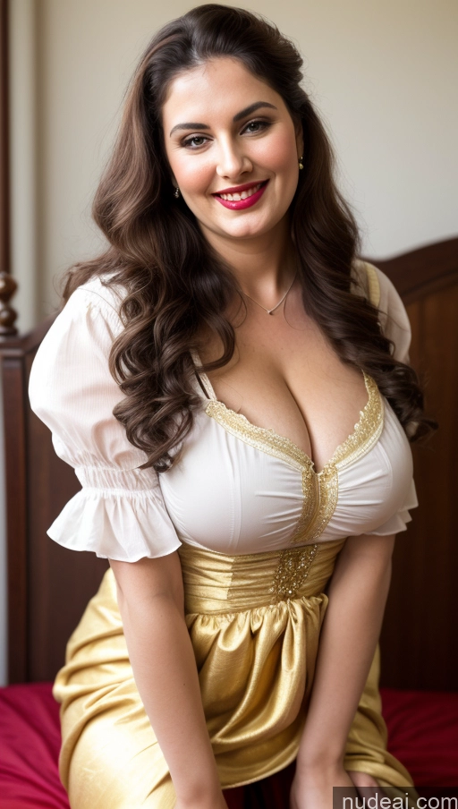 ai nude image of araffe woman in a gold dress sitting on a bed pics of Milf Busty Beautiful Lipstick Fairer Skin 20s Happy Seductive Brunette Long Hair Russian Skin Detail (beta) Party Front View Straddling Sari Blouse Dirndl Victorian Cleavage Gold Jewelry Thick Chubby Fat Big Hips