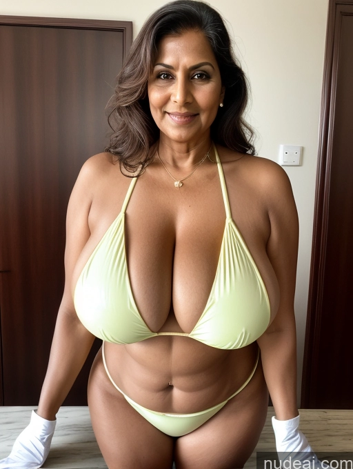 related ai porn images free for Milf One Busty Huge Boobs Thick Tanned Skin 60s Indian Front View Maid Microkini Thong