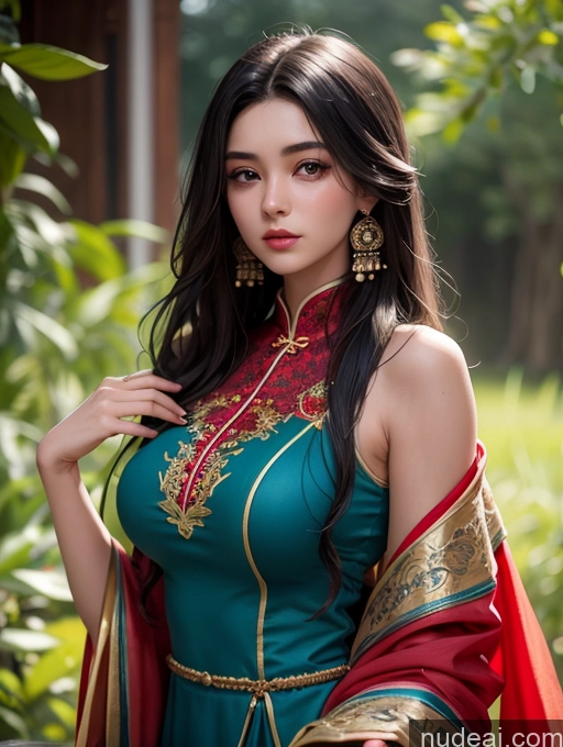 ai nude image of araffe asian woman in a blue dress and red cape pics of Woman Perfect Boobs Perfect Body Beautiful 18 Long Hair Black Hair Chinese Salwar