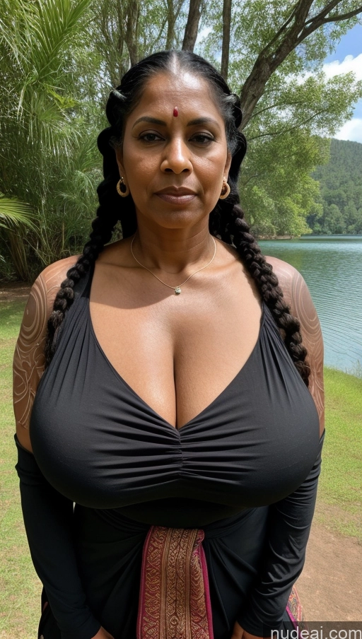 related ai porn images free for Milf Busty Huge Boobs Beautiful Muscular Big Ass Thick Big Hips Tall Dark Skin 60s Serious Black Hair Indian T-pose Blouse Sari Simple Sexy Face Lake Braided Tattoos Front View