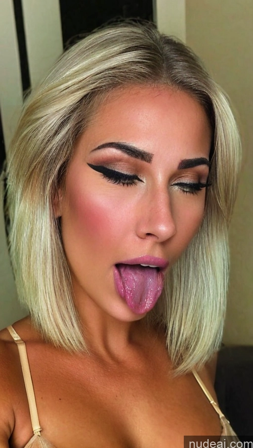 ai nude image of a woman with a long tongue sticking out of her mouth pics of Bimbo Busty Perfect Boobs Small Tits Lipstick Skinny Short Hair Tanned Skin Dark Skin Oiled Body 50s Orgasm Ahegao Blonde Brazilian Skin Detail (beta) Cumshot Lingerie Transparent Dark Lighting Detailed Last Angry