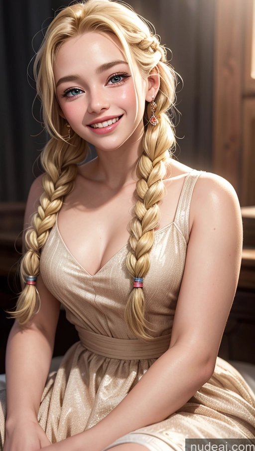 ai nude image of blonde woman with braid hair sitting on a bed in a dress pics of 18 Happy Blonde Egyptian Dress Braided