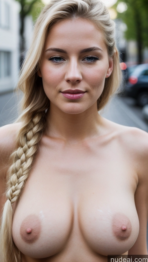 ai nude image of arafed blonde woman with long hair and braids posing for a picture pics of Blonde Orgasm Seductive Film Photo 18 Pigtails Street Nude Cumshot Dark Lighting Woman Small Tits Big Hips Perfect Body Scandinavian