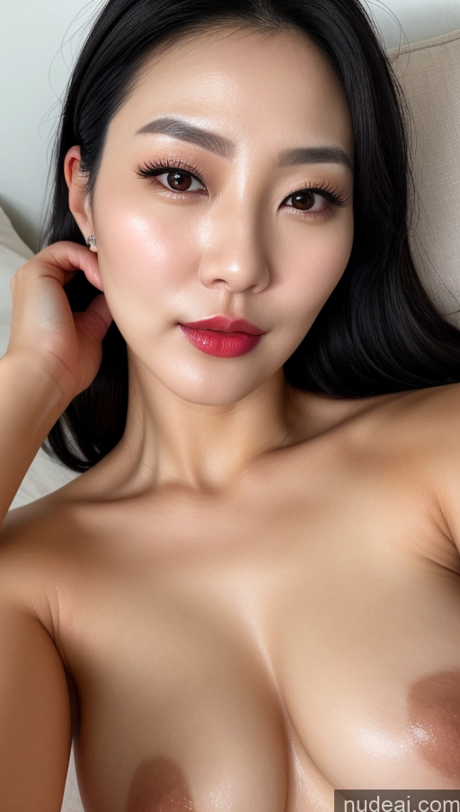 related ai porn images free for Woman One Perfect Boobs Beautiful Lipstick Black Hair Slicked Korean Close-up View 30s