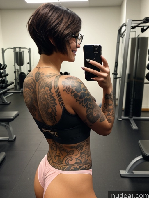 related ai porn images free for Woman One Small Tits Tattoos Glasses 20s Happy Brunette Short Hair Brazilian Mirror Selfie Gym Front View Steampunk Beer