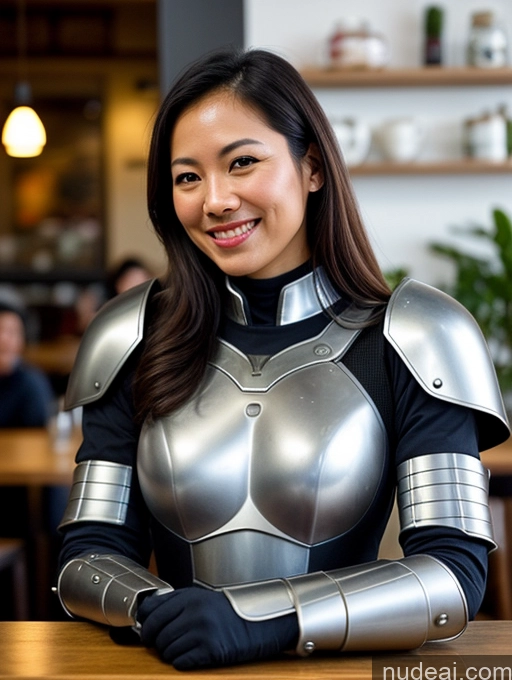 related ai porn images free for Woman Small Tits Skinny 40s Indonesian Film Photo Front View Bright Lighting Happy Cafe Sci-fi Armor