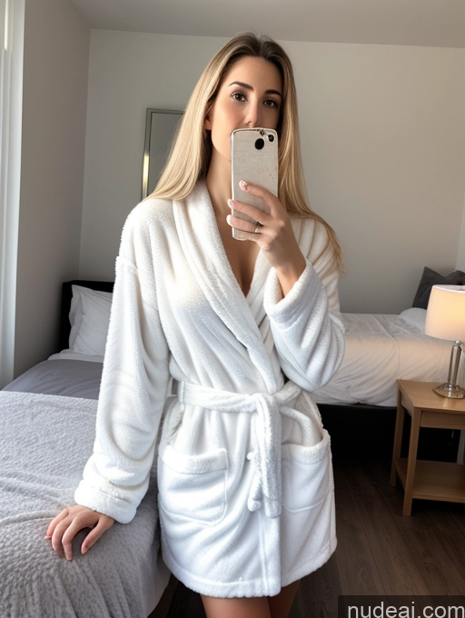 related ai porn images free for Woman Small Ass Fairer Skin 20s Long Hair White Mirror Selfie Bedroom Front View Blonde Diamond Jewelry Small Tits Bathrobe