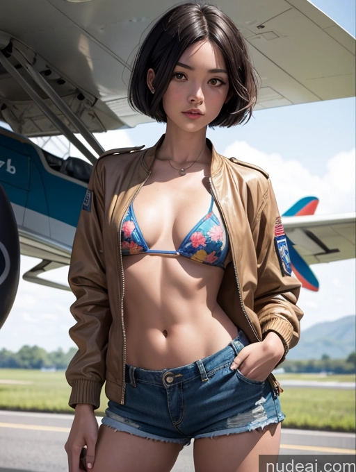 related ai porn images free for Short Shorts Pilot Jacket Bikini Short Hair Japanese