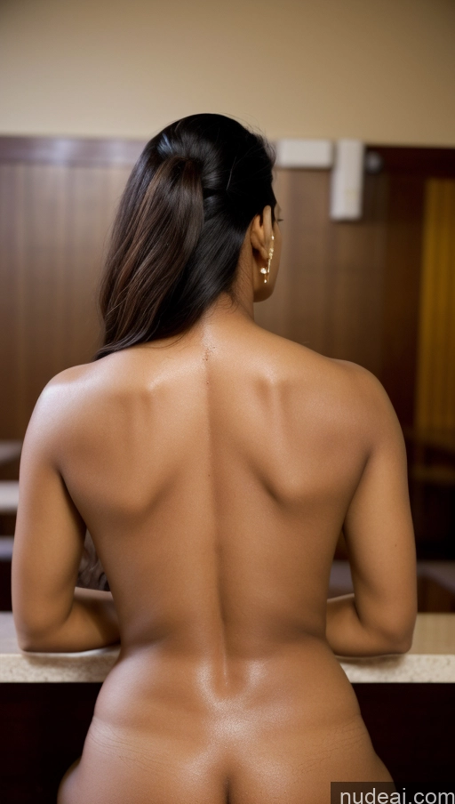 ai nude image of arafed woman sitting at a counter with her back turned pics of Beautiful Perfect Body Thick 30s Indian Straight Skin Detail (beta) Restaurant Back View