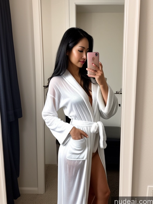 related ai porn images free for Woman One Perfect Boobs Long Hair 20s Black Hair Vietnamese Mirror Selfie Bathroom Front View Bending Over Bathrobe Transparent Wine Dark Lighting Detailed Sexy Face