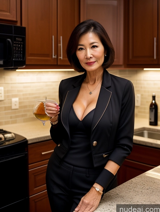 related ai porn images free for Milf Two Perfect Boobs Beautiful Perfect Body 70s Bobcut Chinese Kitchen Bra Jacket Professor Stylish Suit Cleavage Dark Lighting Detailed Sexy Face